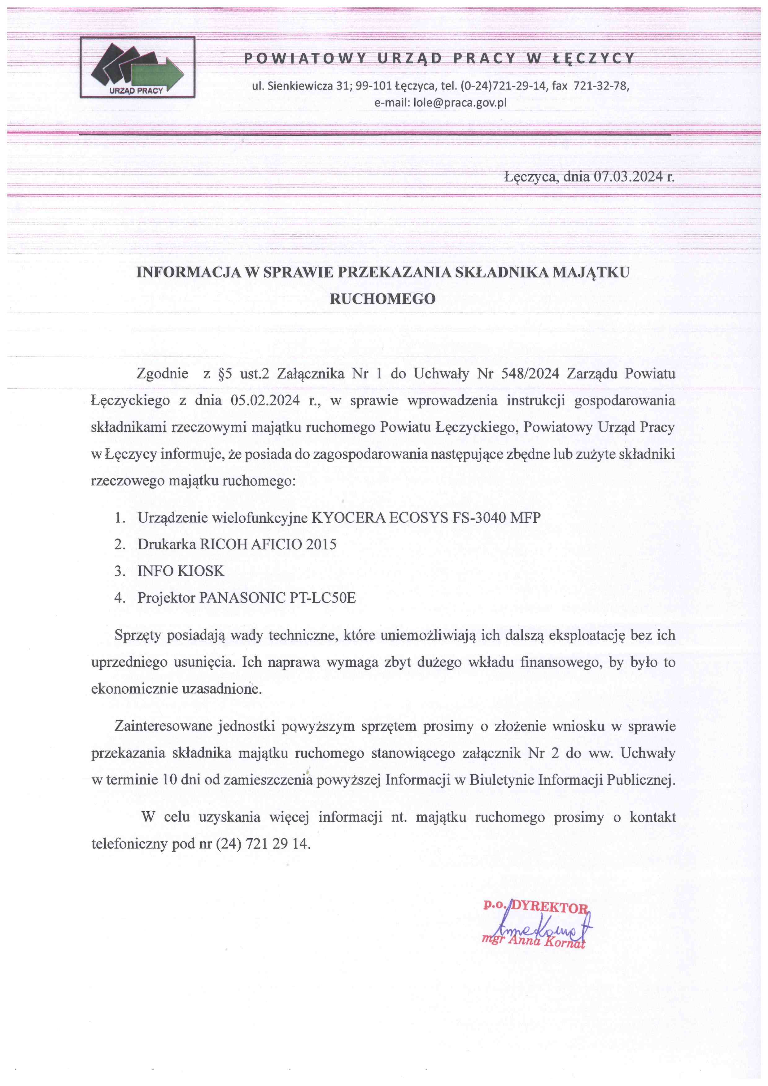 Informacja w&nbsp;sprawie przekazania składnika majątku ruchomego.jpg