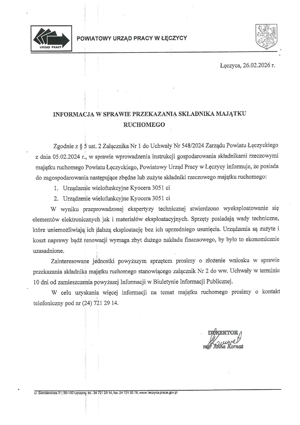 Informacja w&nbsp;sprawie przekazania składnika majątku ruchomego_page-0001.jpg